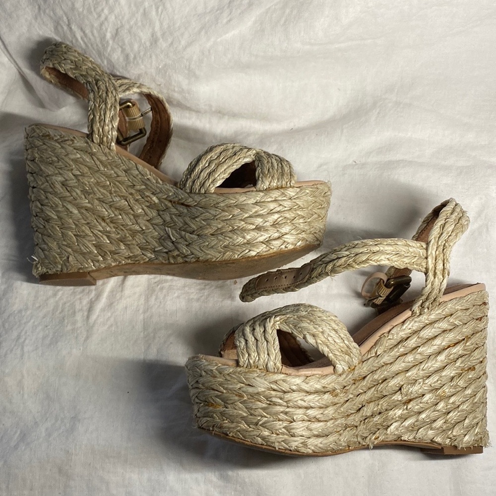 Corso Como Ballo Raffia Platform Wedge Sandals